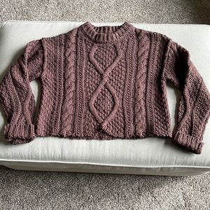 Free People Cropped Cable Knit Sweater